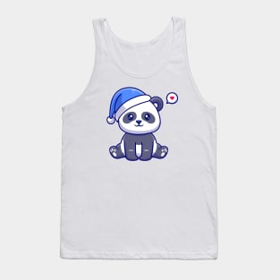 Cute Panda Winter With Beanie Hat Cartoon Tank Top